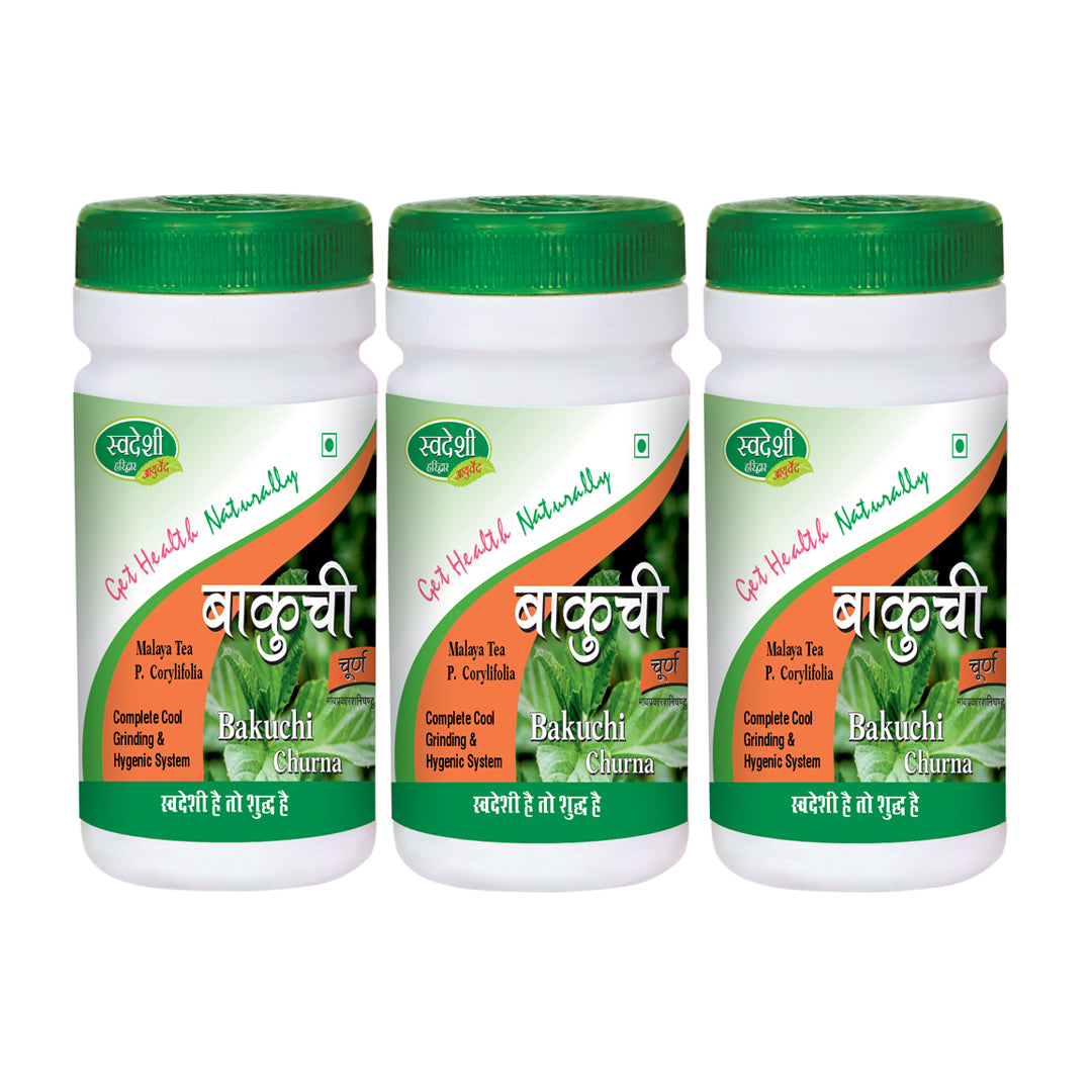 Pack of 3 Bakuchi Churna 100gm for helps in Indigestion, & support for skin pigmentation concerns and leucoderma.