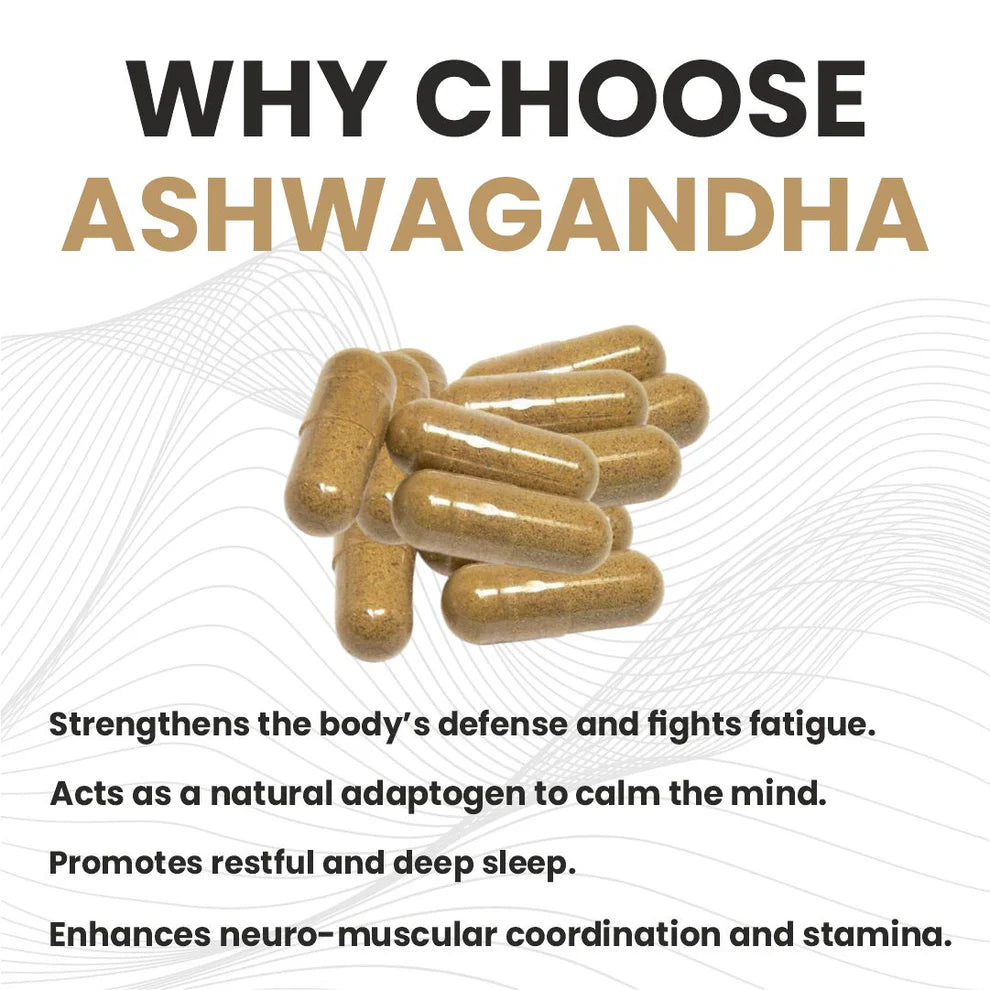 Raskam Ashwagandha Capsules - 60 Veg Capsules Boost Energy, Strength, Stamina | Helps Anxiety & Stress Relief For Men & Women