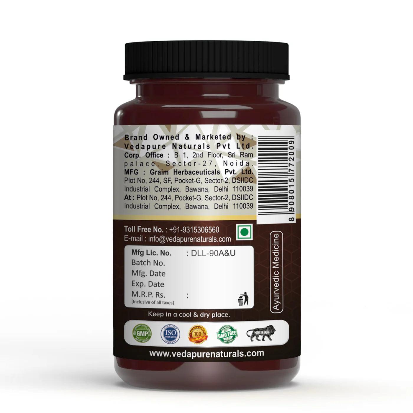 Vedapure Naturals Premium Shilajit Capsules with Safed Musli & Ashwagandha Extracts - 1000mg 60 Capsules