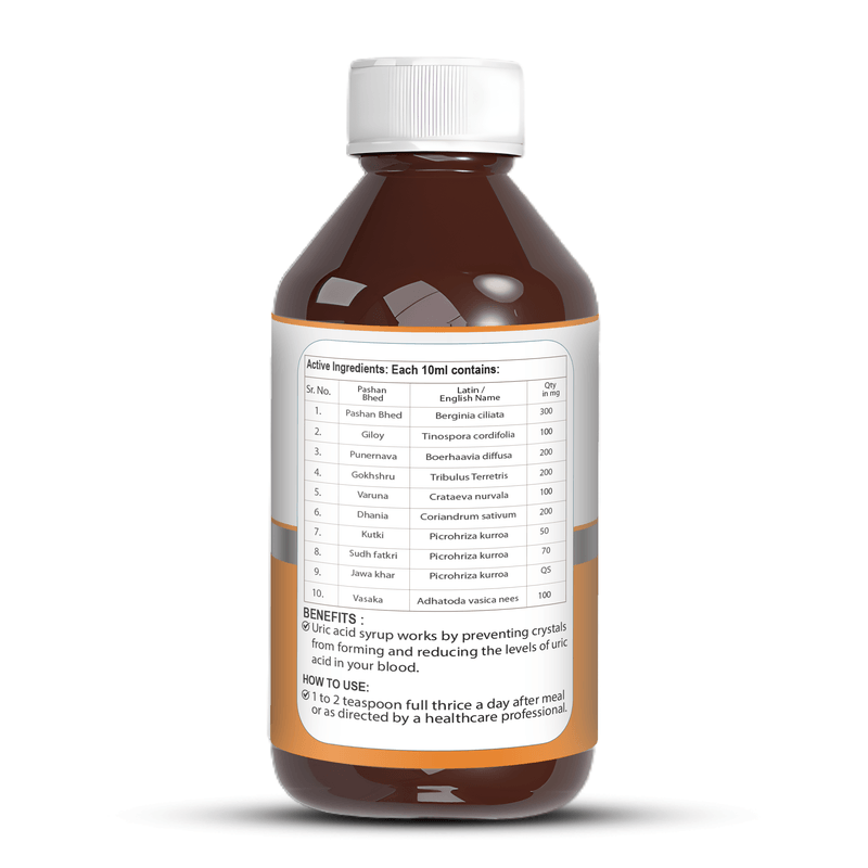 Zenius Uric Acid Syrup - Joint Pain Relief, Inflammation Reduction, and Uric Acid Balance Support - 200ml Syrup