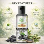 Bhudevam Naturals Khadi Bamboo Charcoal Body Wash – Skin Detox & Oil Control Shower Gel- 210ML