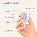 MildCares Menstrual Cup with Sterilizer Container | Safe, Easy-to-Use & Comfortable | White | Large