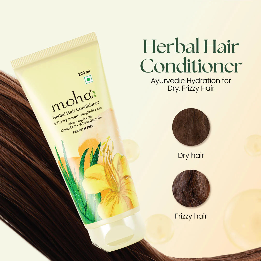 Moha: Lightweight Herbal Hair Conditioner (200ml)- Silicone-Free Anti-Frizz Detangler