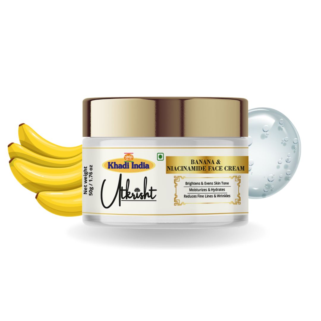 Khadi Essentials Banana & Niacinamide Skin Brightening Face Cream (50g) | For Glowing Skin, Dark Spots & Uneven Tone