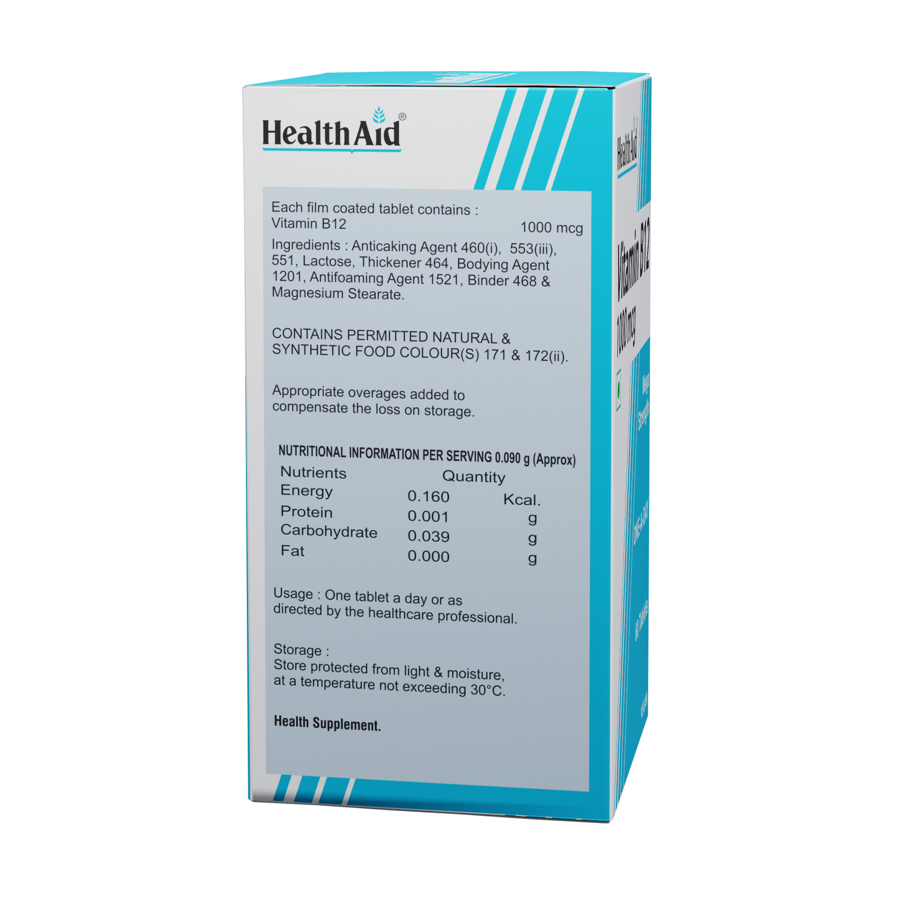 HealthAid Vitamin B12 1000mcg Tablets - 60 Tablets