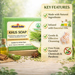 Bhudevam Naturals Khadi Handmade Khus Soap For Cooling & Skin Refreshing Bath Soap- 500GM (Pack of 4)
