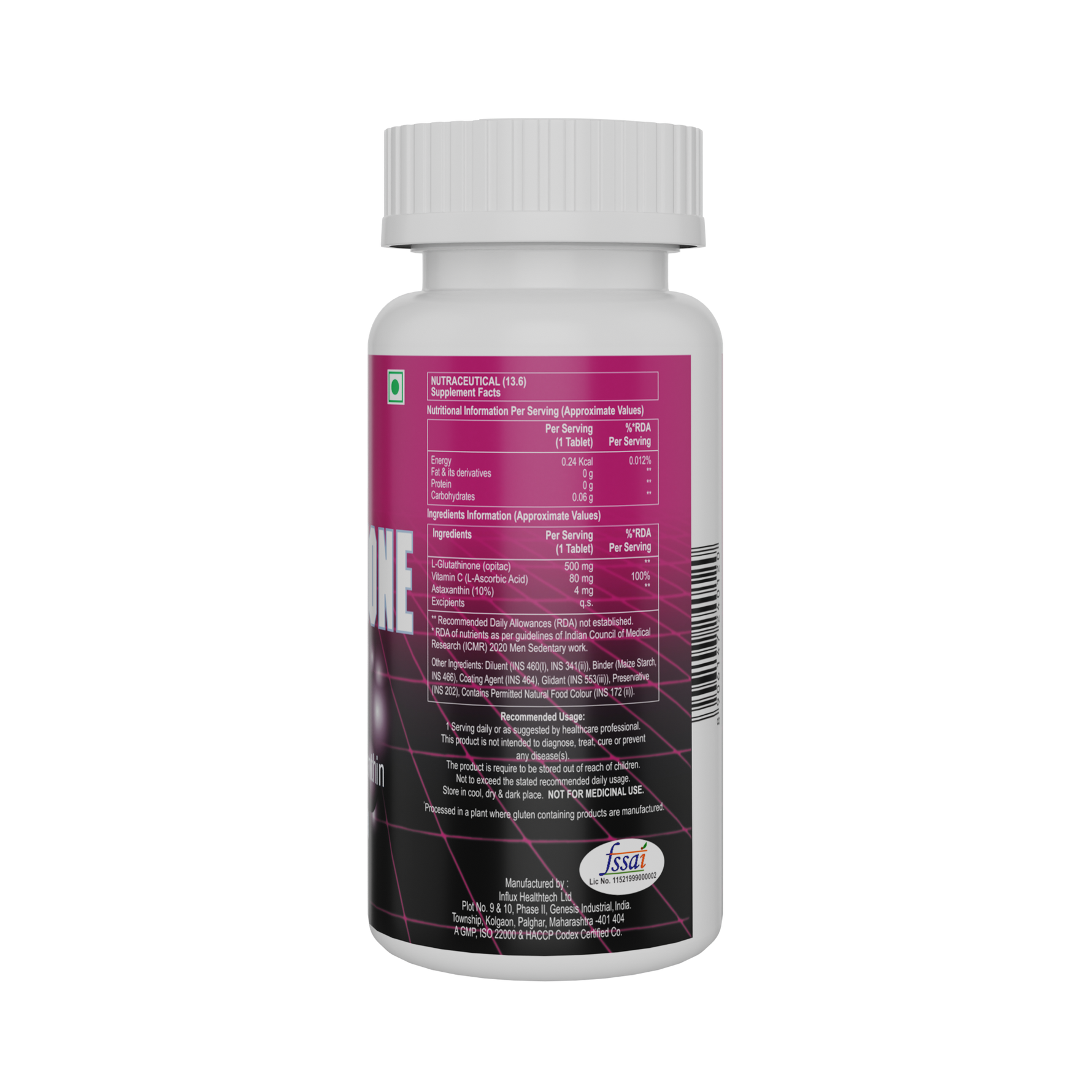 HealthAid L Glutathione 500mg Tablet - 60 Tablets