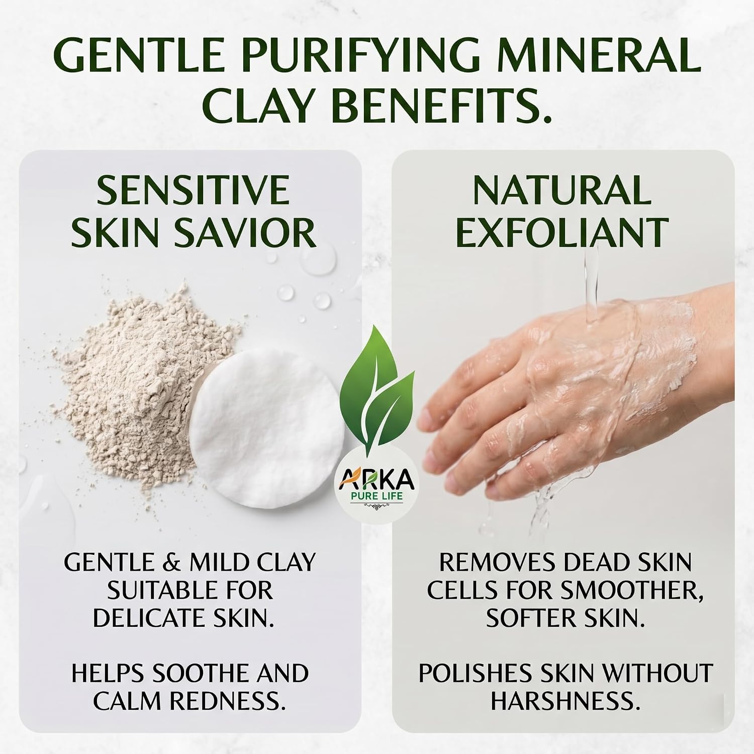 Arka Pure Life Pure Kaolin Clay Powder – Natural Face Mask for Deep Cleansing, Oil Control & Smooth-Looking Skin – 200g
