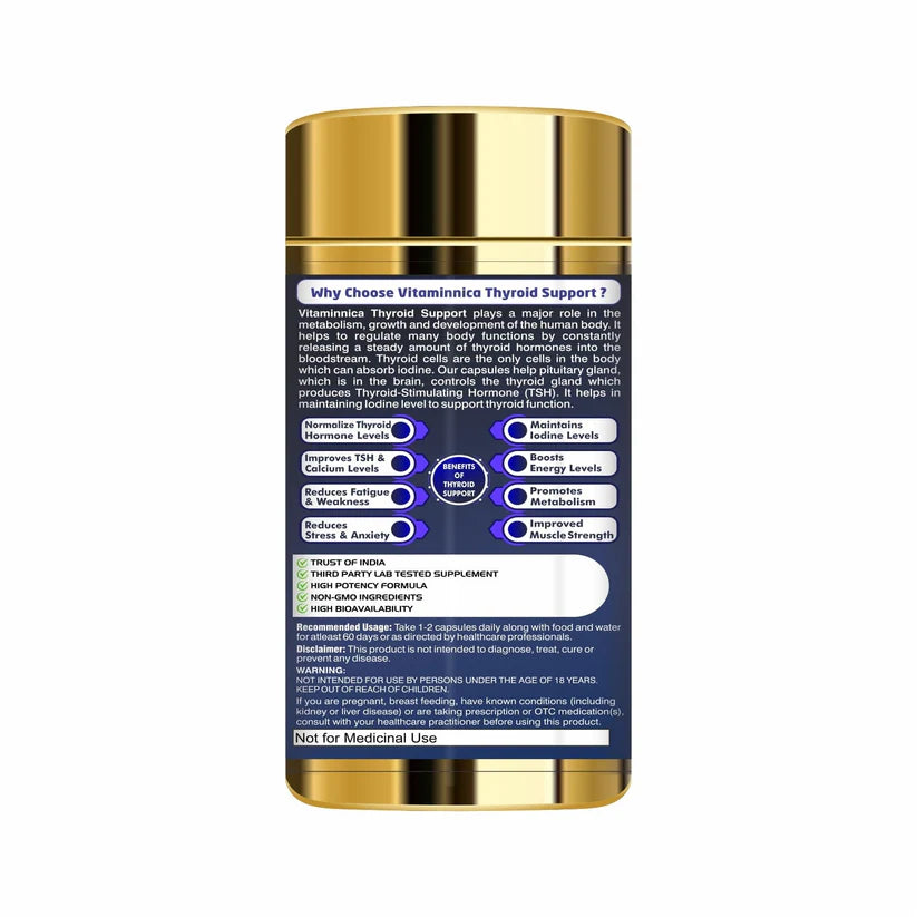 Vitaminnica Thyroid Support Complex Capsules - Healthy Metabolism, Energy & Focus, 60 Count