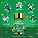 Vitaminnica Spirulina Capsules - Super Green Food for Immune Support & Detox, 60 Count