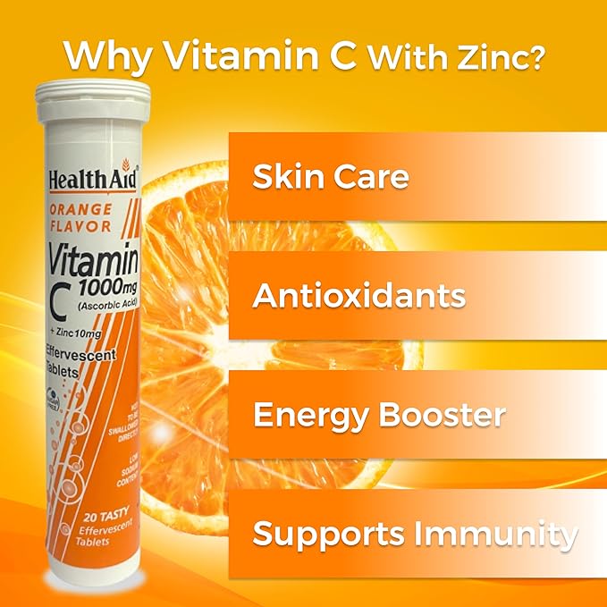 HealthAid Vitamin C 1000mg Effervescent Tablet Orange - 20 Effervescent Tablet