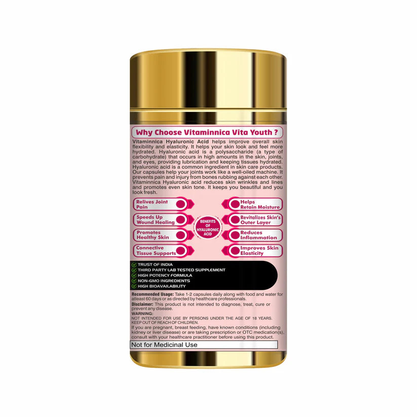 Vitaminnica Vita Youth Capsules - Natural Anti-Aging & Skin Elasticity Support, 60 Count