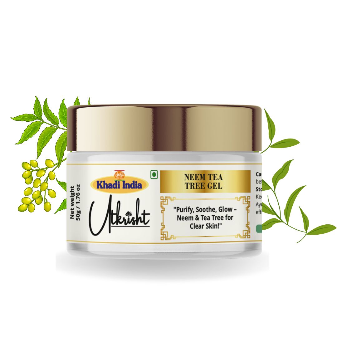 Khadi Neem & Tea Tree Face Gel for Acne-Prone & Oily Skin | Blemish Care, Oil Control & Skin Soothing Gel | Hydrating, Lightweight & Non-Sticky Face Moisturizer | For Men & Women | 50 gm