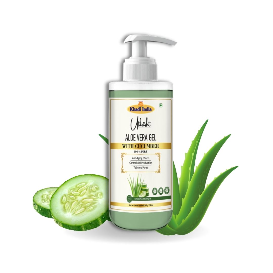 Khadi Green Aloe Vera Gel for Face, Skin & Hair | Hydrating, Soothing & Cooling Gel | Non-Sticky Moisturizer for Glowing Skin For Men & Women - 300GM