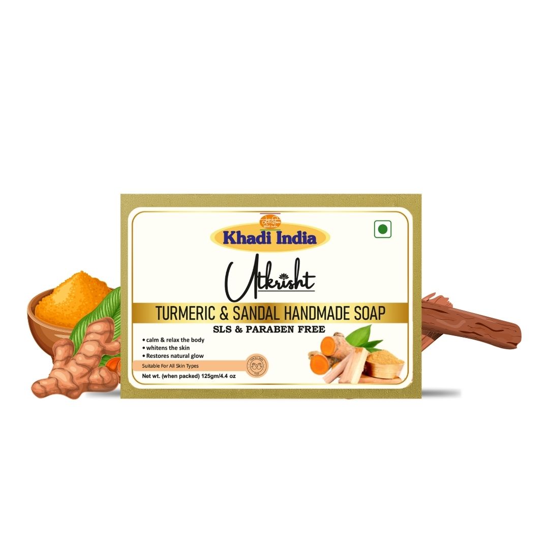 Utkrisht Khadi Turmeric Sandal Soap (125g)