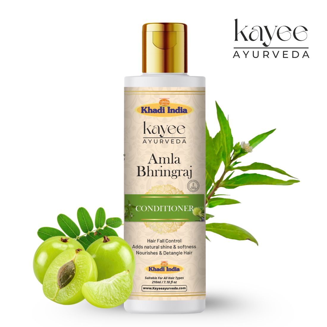 Kayee Ayurveda Amla Bhringraj Hair Conditioner for Men & Women | Herbal Conditioner for Dry, Rough & Frizzy Hair | Helps Condition Hair, Improve Manageability, Reduce Roughness & Maintain Healthy-Looking Shine | 210 ml