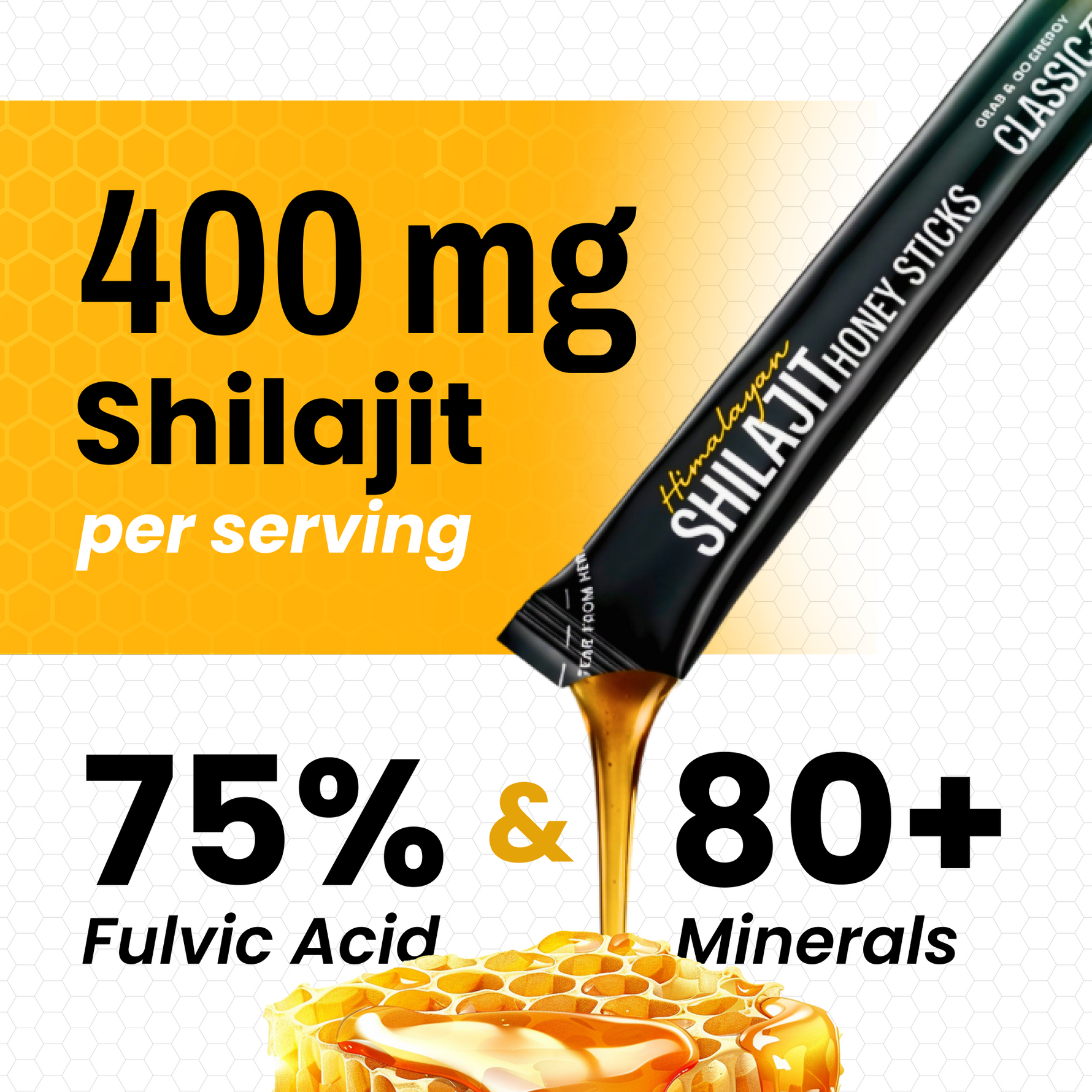 MAPL Shilajit Honey Sticks | Himalayan Shilajit Resin with Natural Honey | Boosts Energy, Vitality & Immunity | 30 Single-Serve Sticks