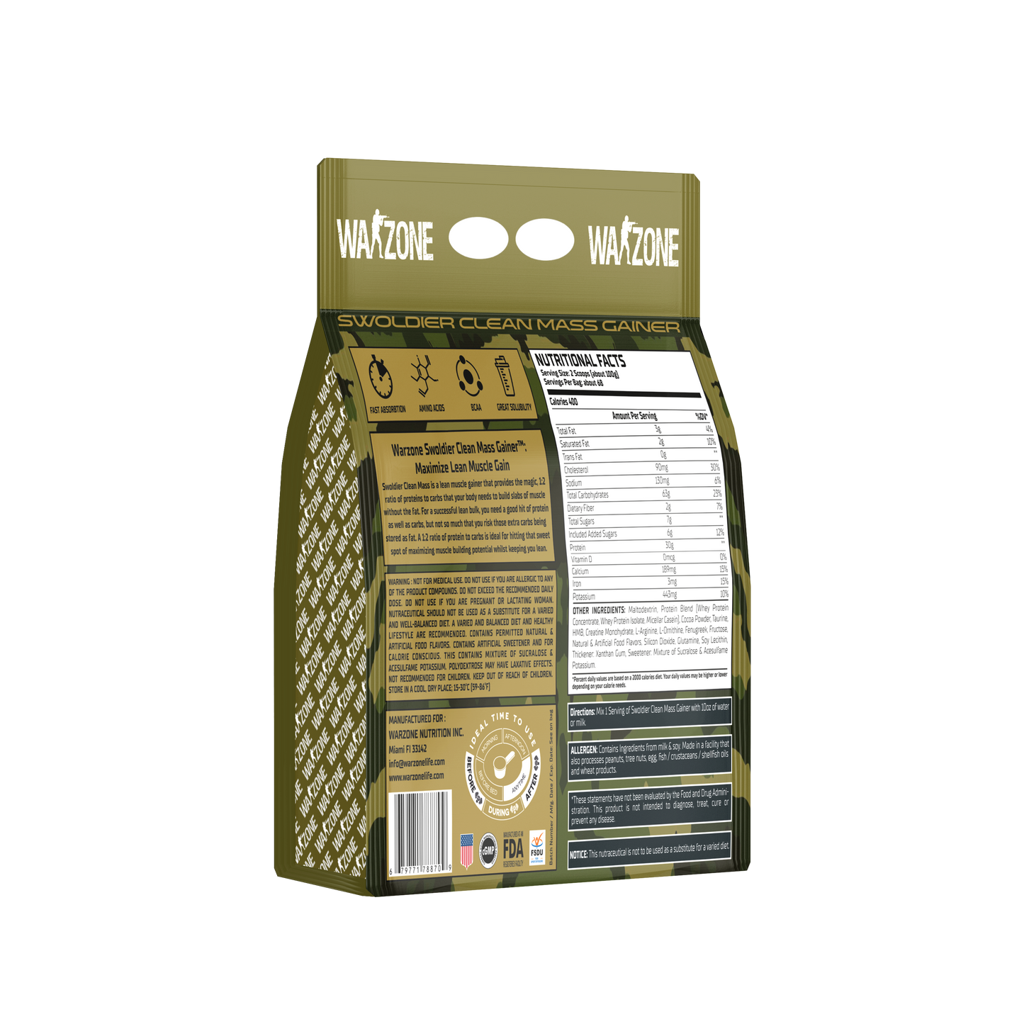 Warzone Swoldier Clean Mass Gainer – 15Lbs