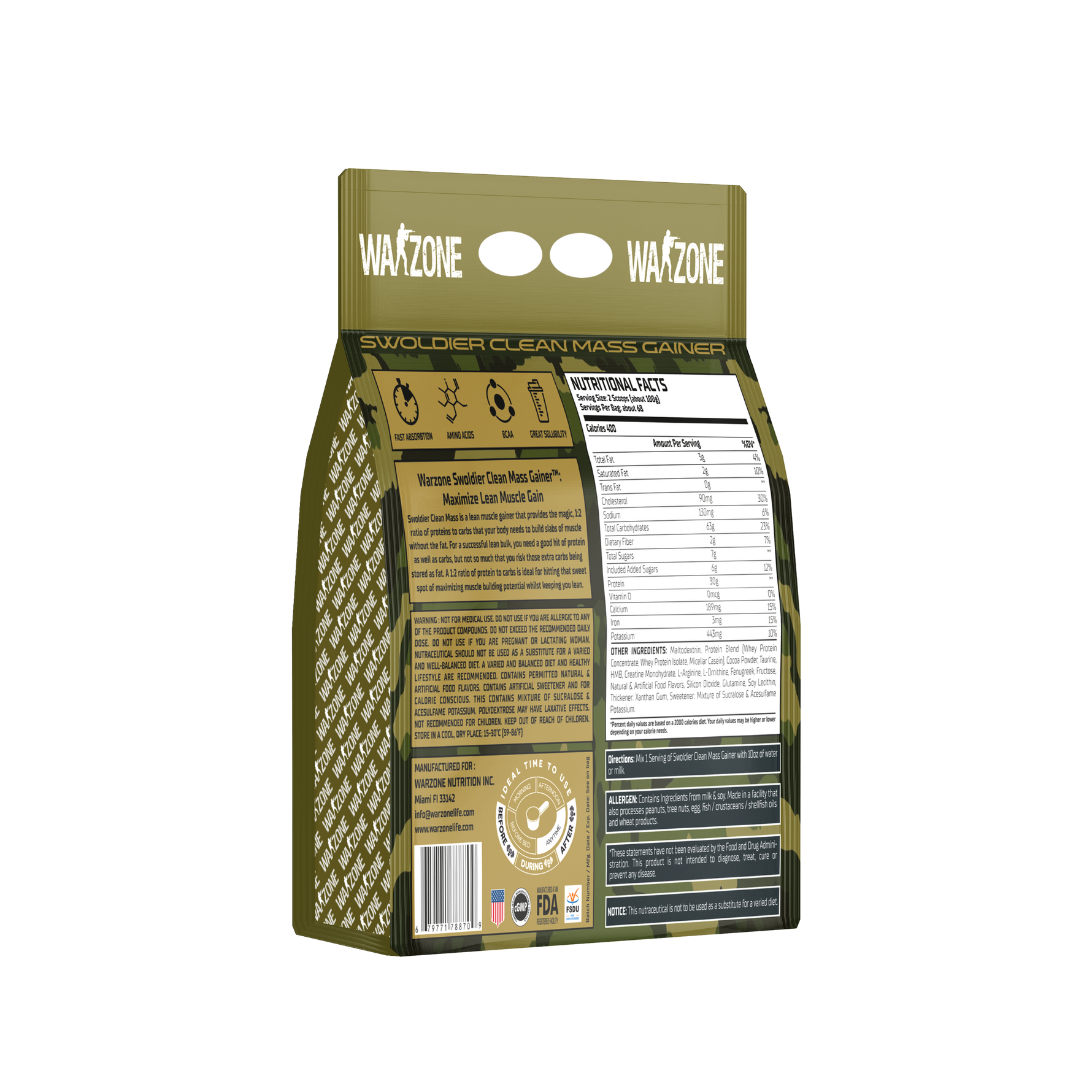 Warzone Swoldier Clean Mass Gainer – 15Lbs