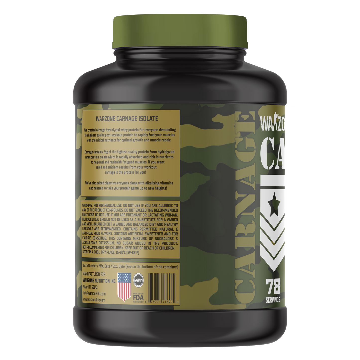 Warzone Carnage Hydrolyzed Isolate Whey - 5 Lbs