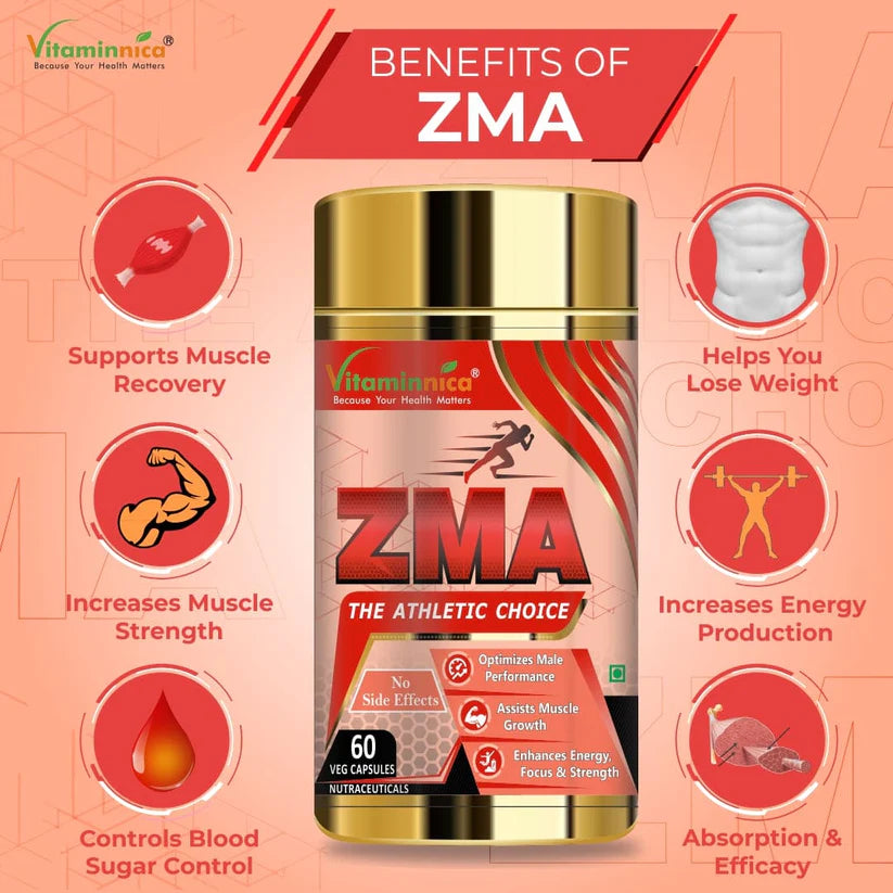 Vitaminnica ZMA Capsules - Sports Recovery & Muscle Strength Support, 60 Count