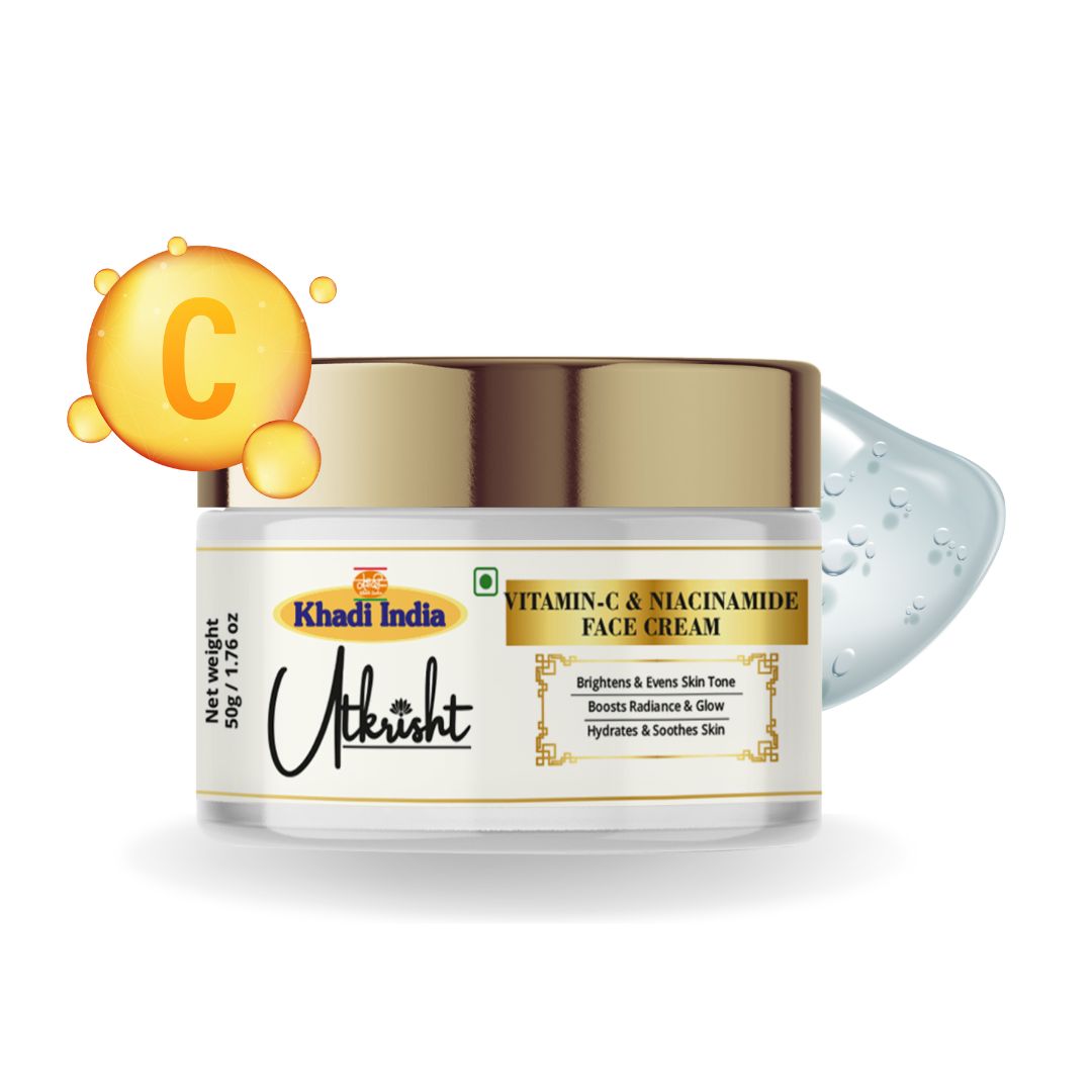 Khadi Essentials Vitamin C & Niacinamide Radiance Face Cream (50g) | For Glowing Skin, Dark Spots & Smooth Tone