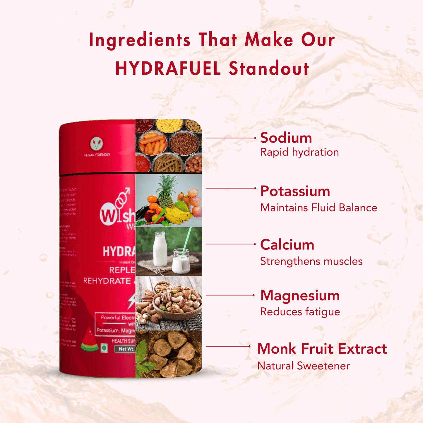 WishNew Wellness Hydrafuel Instant Energy Drink Mix Sachet Strawberry & Watermelon (10gm Each)
