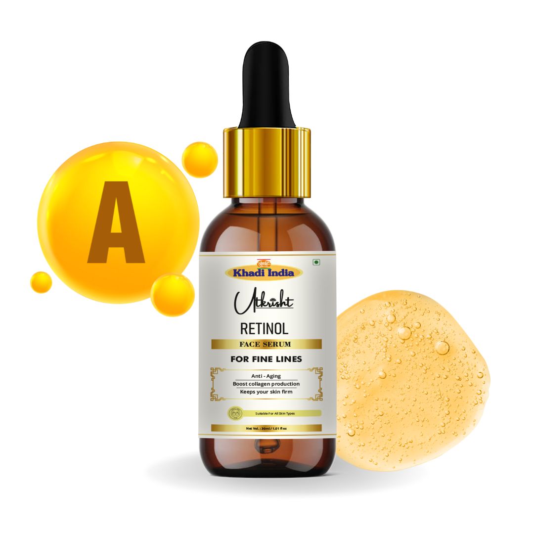 Khadi Retinol Face Serum for Anti-Ageing & Skin Renewal | Fine Lines, Wrinkles & Dark Spot Care | Helps Improve Skin Texture & Firmness | Lightweight Night Serum | For All Skin Types | 30 ml