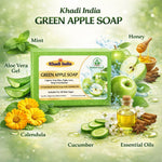 Bhudevam Naturals Khadi Green Apple Handmade Bath Soap with Refreshing Fruity Fragrance for Soft & Glowing Skin- 500GM (Pack of 4)