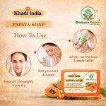 Bhudevam Naturals Khadi Handmade Papaya Soap Bar – Exfoliating & Deep Cleansing Bath Soap for Face & Body - 500GM (Pack of 4)