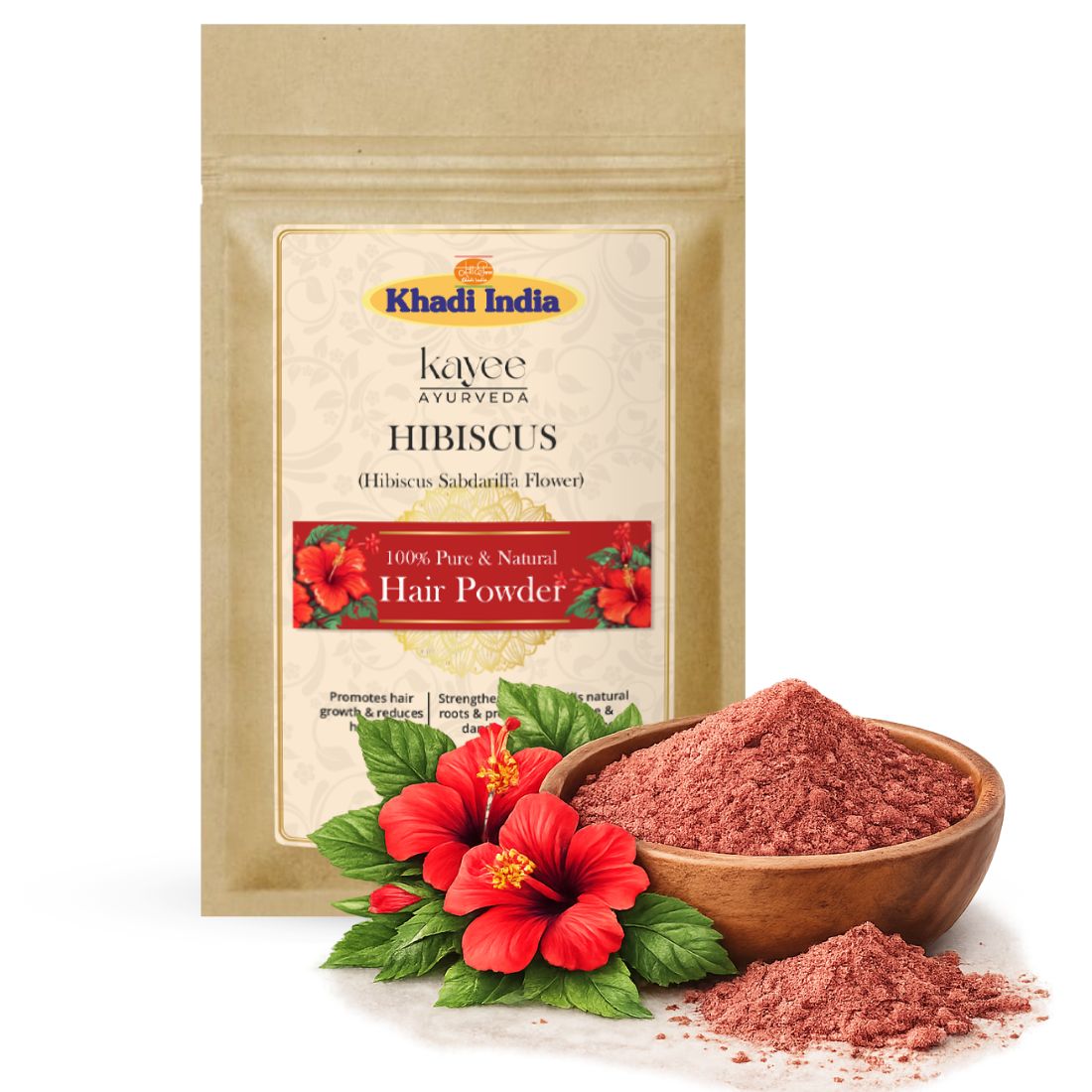 Kayee Ayurveda Hibiscus Hair Care Powder, Herbal Hibiscus Powder for Hair Nourishment & Conditioning, Helps Maintain Smooth, Soft, Manageable & Healthy-Looking Hair, Traditional Herbal Hair Care | 100 g