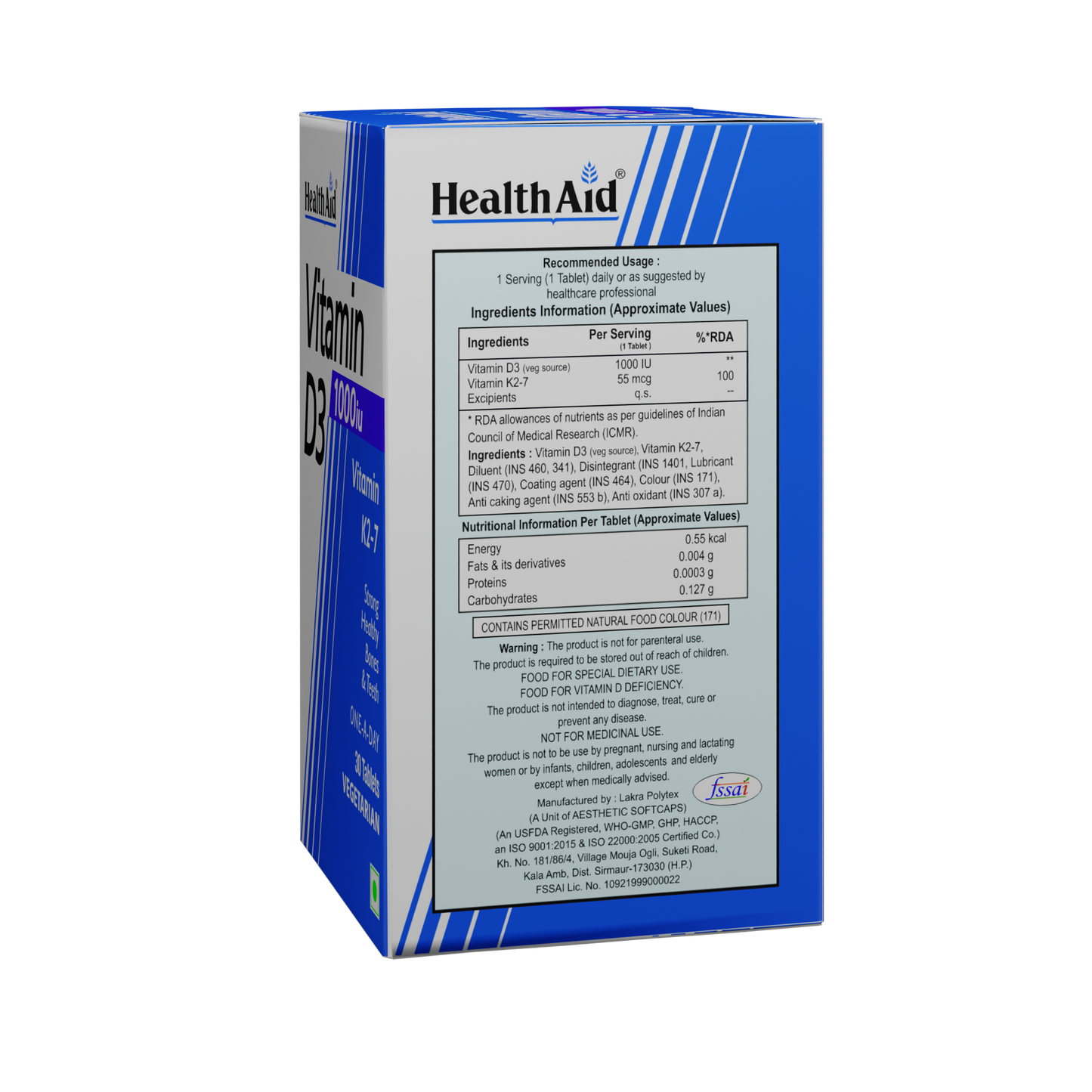 HealthAid Vitamin D3 1000 iu Tablet - 30 Tablets