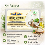 Bhudevam Naturals Khadi Handmade Coconut Milk Bath Soap for Dry Skin, Deep Nourishment & Glow- 500GM (Pack of 4)