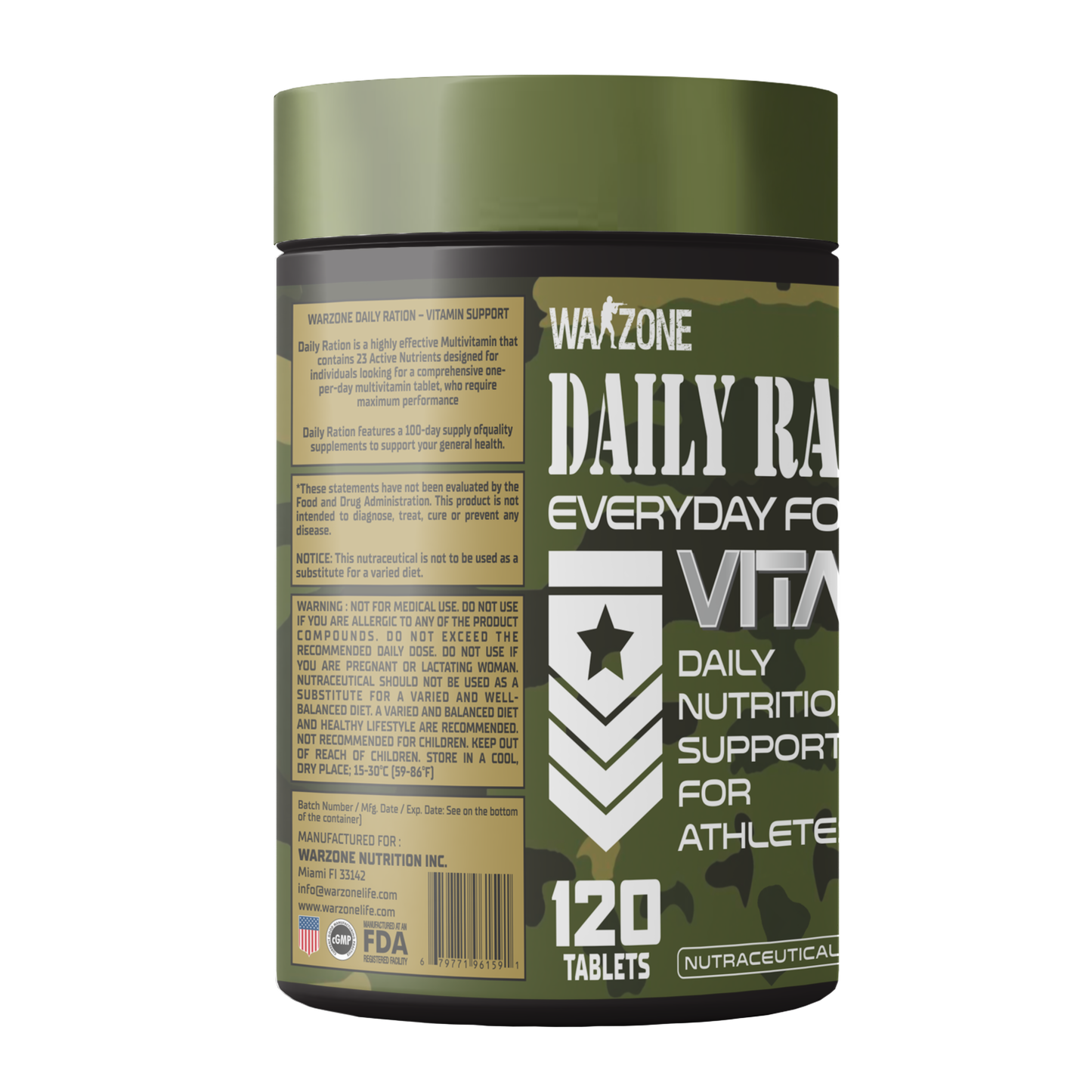 Warzone Daily Ration Vitamin Support Tablet - 120 Tablets