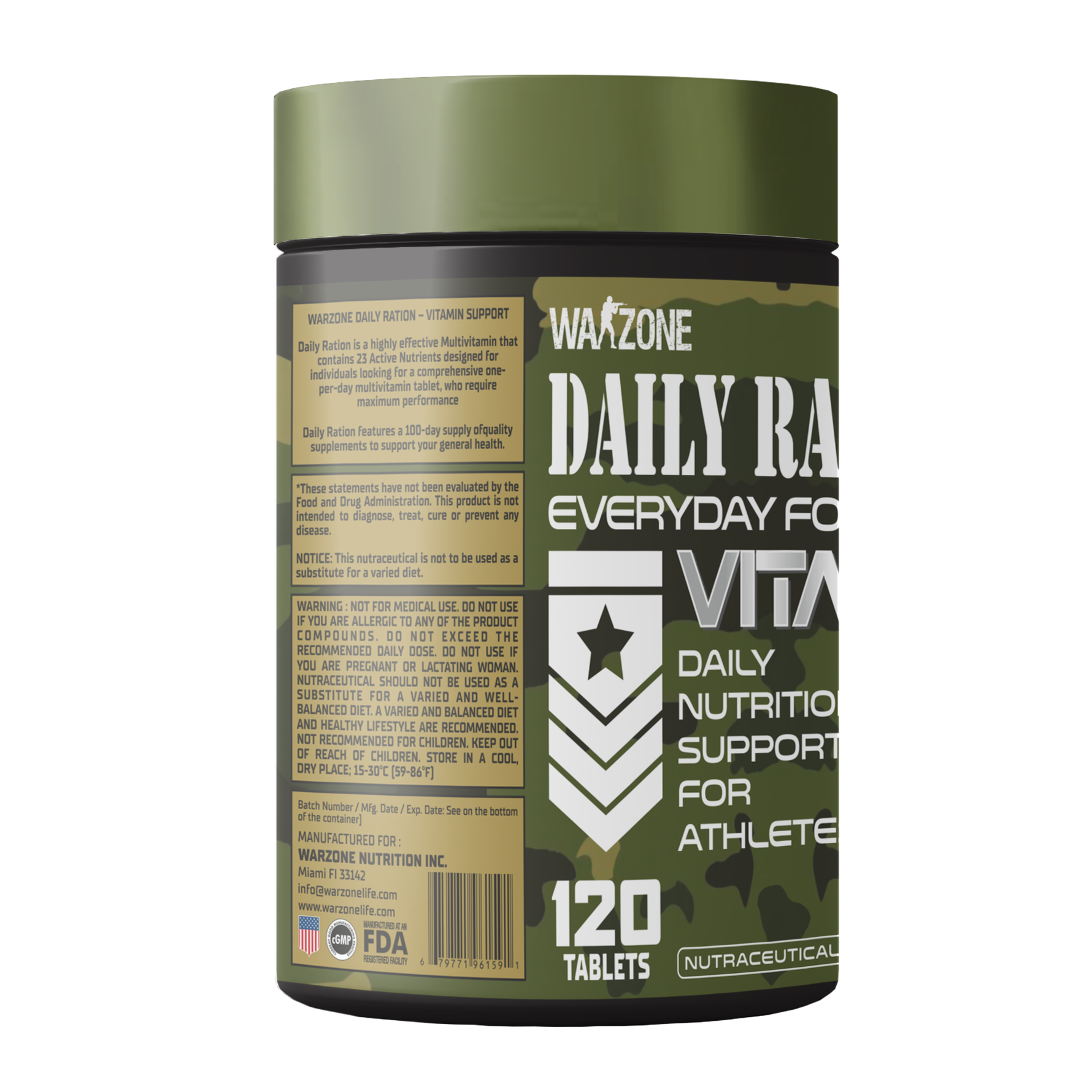 Warzone Daily Ration Vitamin Support Tablet - 120 Tablets