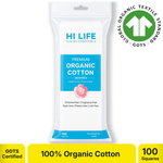 Hi Life Organic Cotton Makeup Remover Pads (Square) | 100% Pure Organic Cotton Facial Cleansing & Toning Pads (Pack of 100)