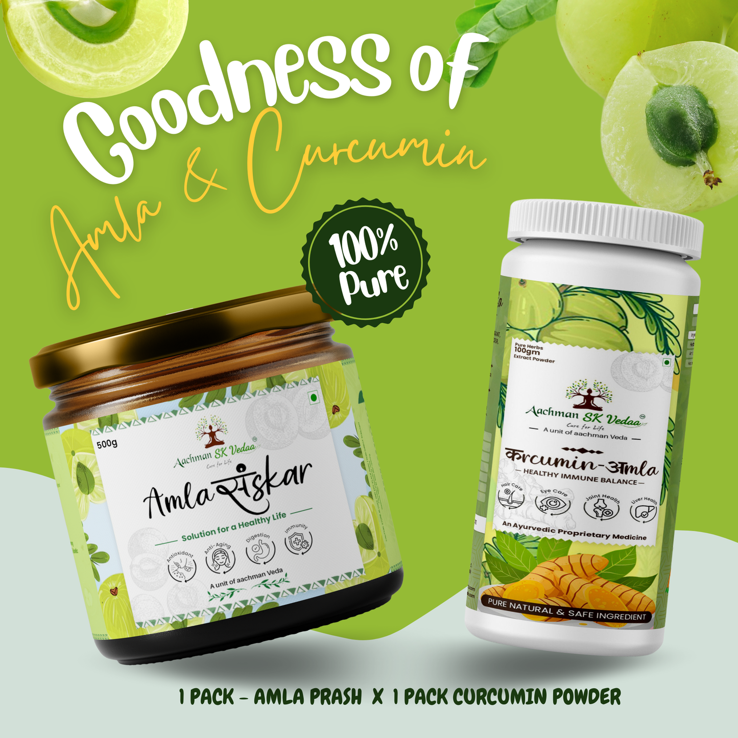 Aachman Veda Amla Sanskar & Curcumin Extract Combo - 500gm, 100gm