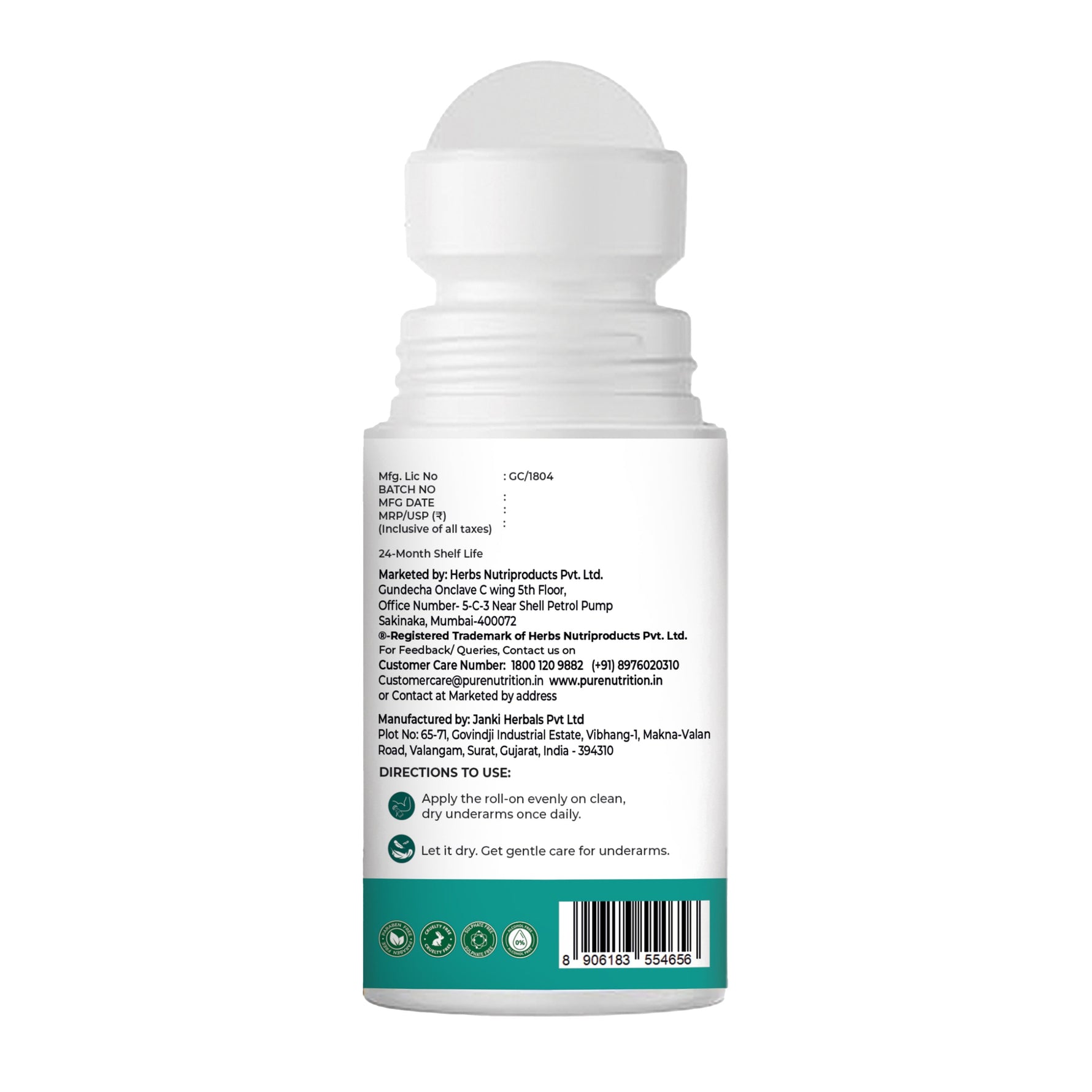 Pure Nutrition Under Arm Roll-On (AHA-BHA) 50ML