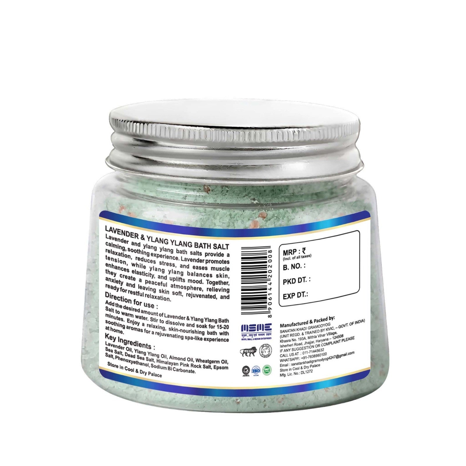 Bhudevam Naturals Khadi Lavender & Basil Bath Salts – Relaxing Aromatherapy Soak for Stress Relief, Muscle Relaxation & Skin Care- 200GM