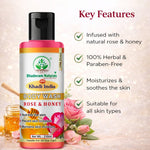 Bhudevam Naturals Khadi Rose & Honey Body Wash, Moisturizing & Nourishing Shower Gel for Soft Glowing Skin-210ML