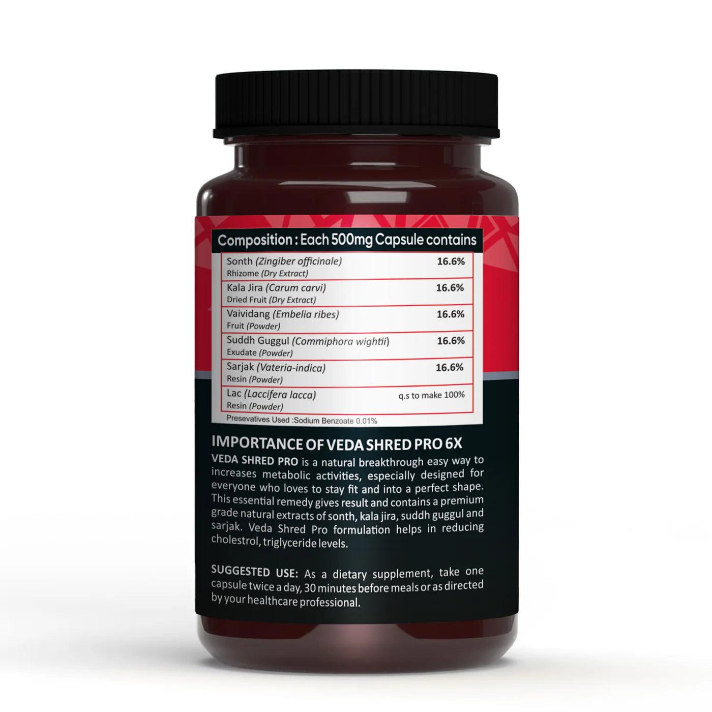 Vedapure Naturals Veda Shred Pro 6x Capsules - Thermogenic Metabolism Support (60 Count)