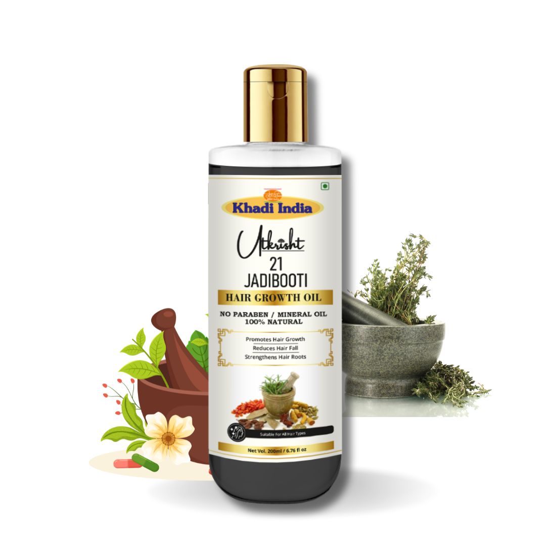 Utkrisht Khadi 21 Jadibooti Hair Oil | For Hair Growth, Hair Fall Control & Scalp Nourishment