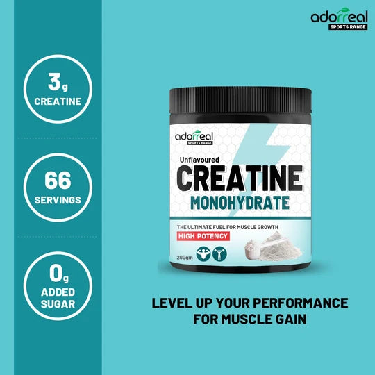 Adorreal Creatine Monohydrate Powder Unflavoured - 100gm