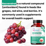 Raskam Resveratrol supplement with grape seed extract | capsules with highly bioavailable | antioxidant support for healthy aging | heart, immune & skin support | 60 veg capsules