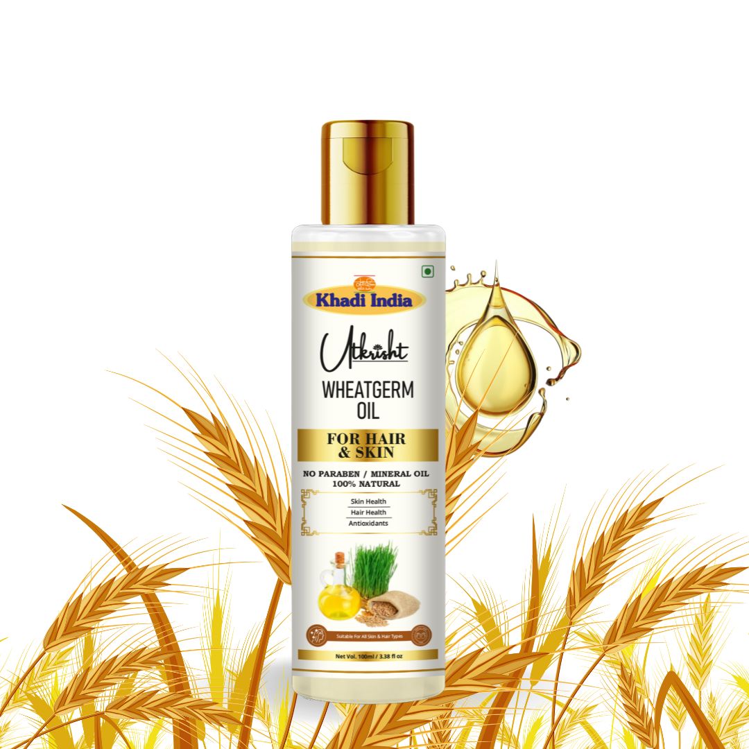 Utkrisht Khadi Pure Wheatgerm Hair Oil | Deep Nourishment for Dry & Damaged Hair, Strengthening & Hair Fall Control