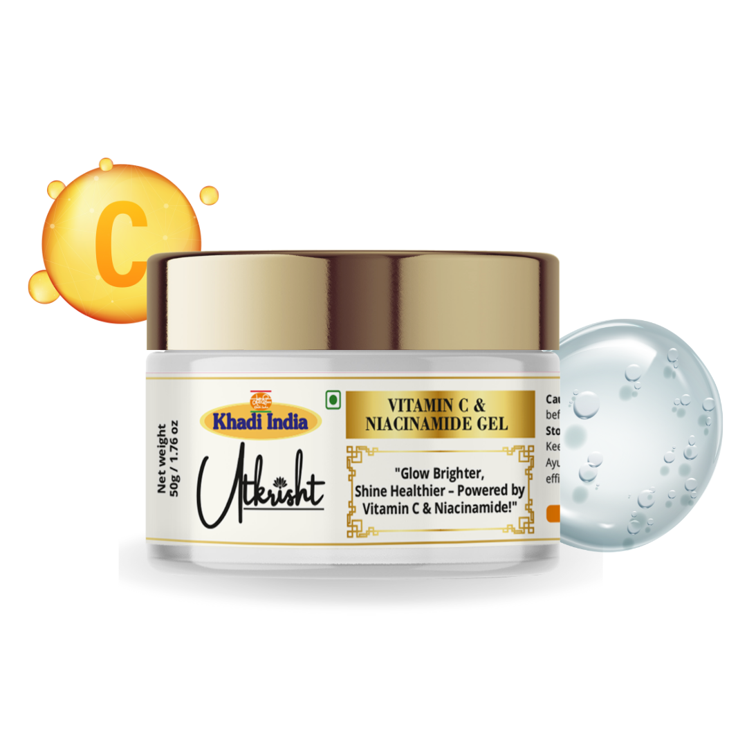 Khadi Vitamin C Face Gel for Brightening & Glowing Skin | Hydrating Gel for Dark Spot & Dull Skin Care | Lightweight, Non-Sticky & Non-Greasy Face Moisturizer | For Men & Women | 50 gm
