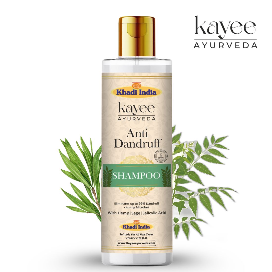 Kayee Ayurveda Anti-Dandruff Shampoo for Men & Women | Herbal Scalp Cleansing Shampoo for Dandruff & Flaky Scalp Care | Helps Remove Excess Oil, Cleanse Scalp & Maintain Fresh, Healthy-Looking Hair | 210 ml