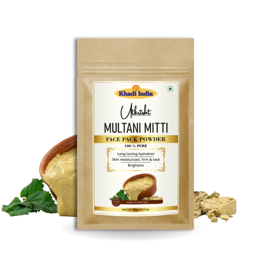 Khadi Multani Mitti Powder for Face & Hair | 100% Natural Fuller’s Earth Powder | Deep Cleansing & Oil Control | Face Pack & Hair Mask for Skin & Scalp Care | For All Skin Types | 100 gm