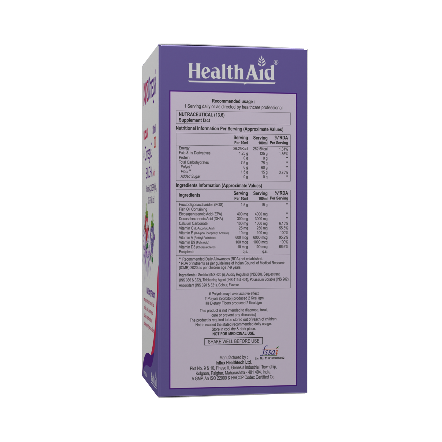 Healthaid Kidzomega Liquid - Omega 3 Syrup - 200ml