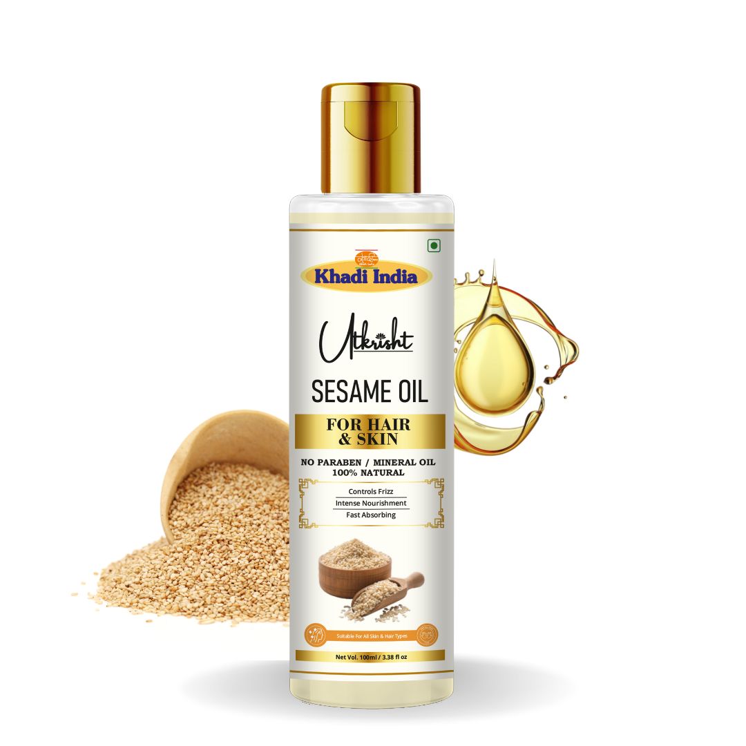 Utkrisht Khadi Pure Sesame Oil | For Hair Growth, Hair Fall Control, Scalp Nourishment & Deep Skin Moisturization
